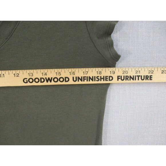 Chicos Olive Green V-Neck Cotton Blend Short Sleeve Top Size 1 - Picture 4 of 8